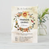 友情あふれるディナー感謝祭の秋のひまわり 招待状 (スタンド正面)