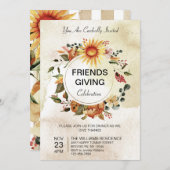 友情あふれるディナー感謝祭の秋のひまわり 招待状 (正面/裏面)