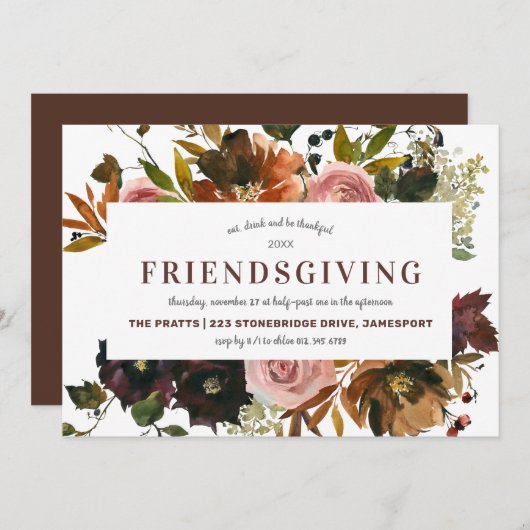 友情あふれる饗宴サンクスギビングディナー 招待状 (正面/裏面)