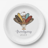 友情あるターキーおもしろいガール ペーパープレート (正面)