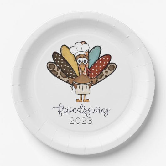 友情あるターキーおもしろいガール ペーパープレート (正面)