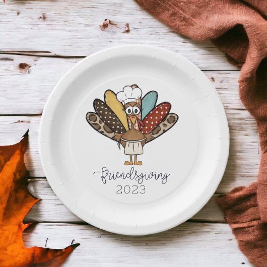友情あるターキーおもしろいガール ペーパープレート
