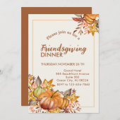友情あるディナー感謝の秋のカボチャ 招待状 (正面/裏面)