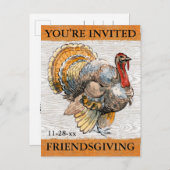 友情あるトルコ素朴感謝祭ディナー インビテーションポストカード (正面/裏面)