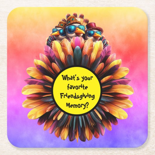 友情あるファンキー感謝祭 スクエアペーパーコースター (正面)