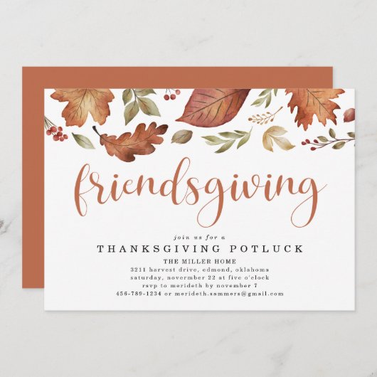 友情ある感謝の離れ招待状 招待状 (正面/裏面)