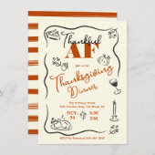 友情ある感謝感謝感謝感謝手描き 招待状 (正面/裏面)