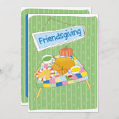 友情ある感謝祭のおもしろいお洒落祭 招待状 (正面/裏面)