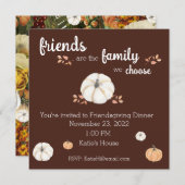 友情ある感謝祭のディナー 招待状 (正面/裏面)
