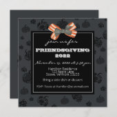 友情ある感謝祭ディナー秋の花模様 招待状 (正面/裏面)