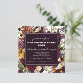 友情ある感謝祭ディナー秋の花模様 招待状 (スタンド正面)