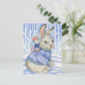 友情うさぎとマウスかわいいクリスマスカード シーズンポストカード (スタンド正面)