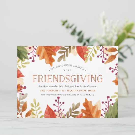 友情おごり感謝祭ディナー招待状 招待状 (スタンド正面)