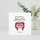 友情おもしろいピンクハートベスティーパーソナライズされた カード (スタンド正面)