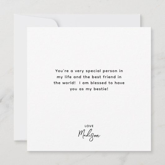 友情おもしろいピンクハートベスティーパーソナライズされた カード (裏面)