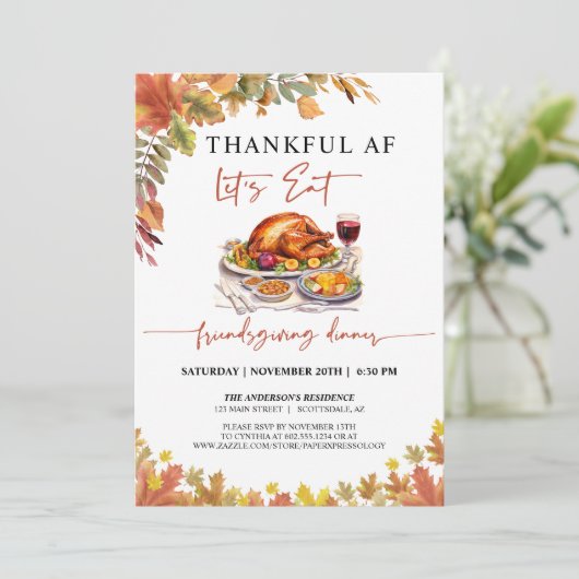 友情おもしろい深いディナーサンクスギビング招待状 招待状 (スタンド正面)