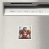 「友情お洒落：ガール&キットン・マグネット」 マグネット (インサイチュ (食洗機))