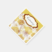 友情と喜びの黄色のバラのナプキン スタンダードカクテルナプキン (角)