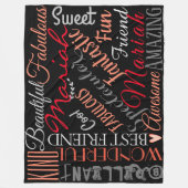 友情と意味の言葉を色に染める フリースブランケット (正面)