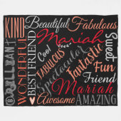 友情と意味の言葉を色に染める フリースブランケット (正面(横))