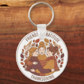 友情と感謝のハグガール | 感謝祭 キーホルダー (正面)