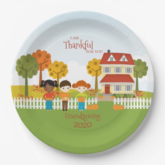 友情と感謝祭の饗宴 ペーパープレート (正面)