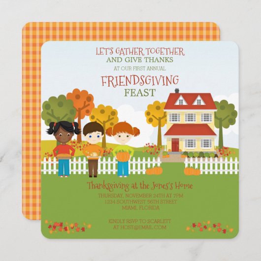 友情と感謝祭の饗宴 招待状 (正面/裏面)
