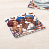 友情と言葉 スクエアペーパーコースター (アングル)