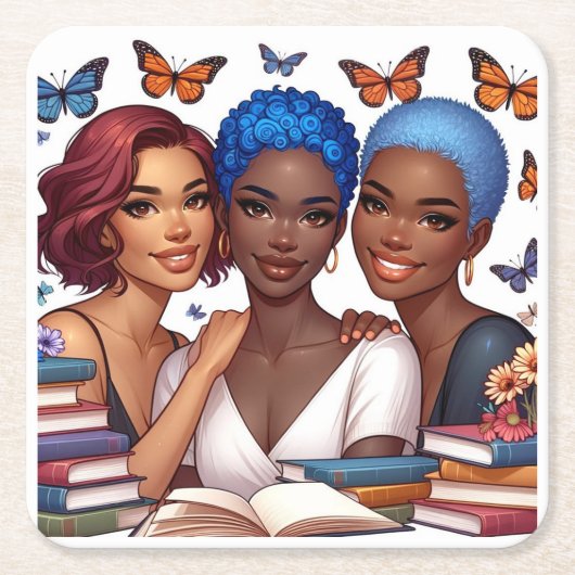 友情と言葉 スクエアペーパーコースター (正面)