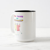 友情のための2つの応援30女の子7月の友人 ツートーンマグカップ (正面左)