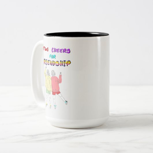 友情のための2つの応援30女の子7月の友人 ツートーンマグカップ (正面左)