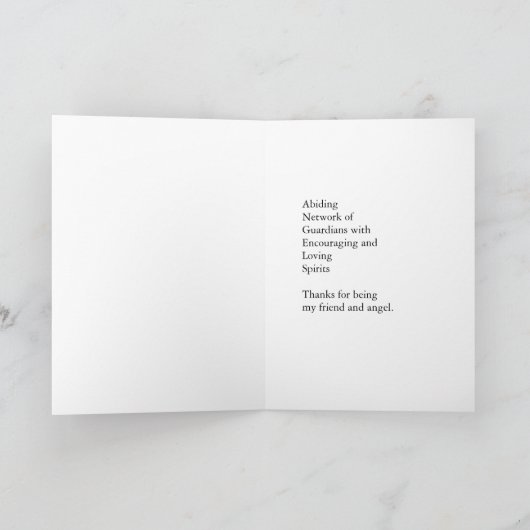 友情の友と天使に感謝飛んでいる カード (内部)