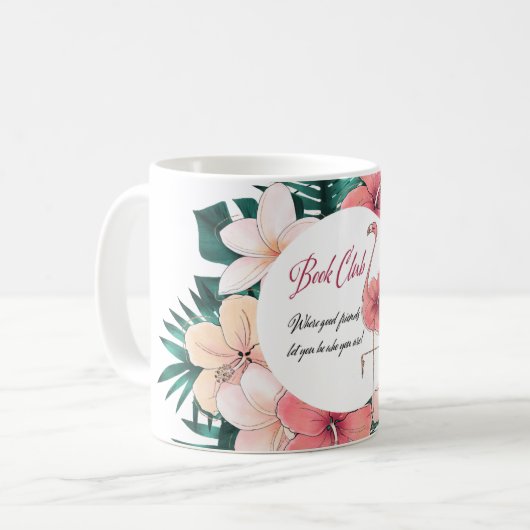 友情の友人のブッククラブのピンクのフラミンゴ コーヒーマグカップ (正面左)