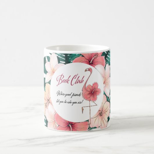 友情の友人のブッククラブのピンクのフラミンゴ コーヒーマグカップ (中央)