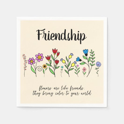 友情の友人は花の色の世界のようなものだ スタンダードカクテルナプキン (正面)