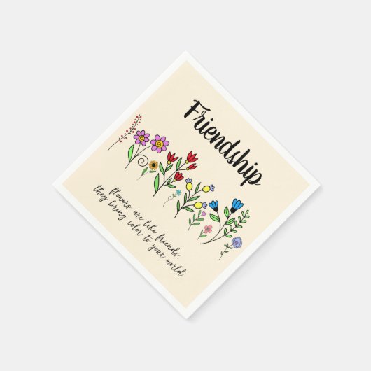 友情の友人は花の色の世界のようなものだ スタンダードカクテルナプキン (角)
