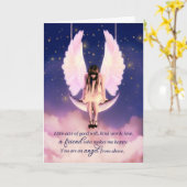 友情の女神エンジェルが月を揺れ カード (黄色い花)