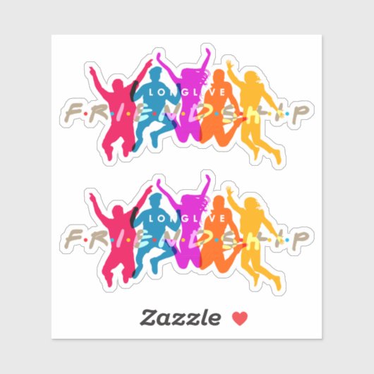 友情の日 | 4"x 4" – 光沢（透明） シール (シート)