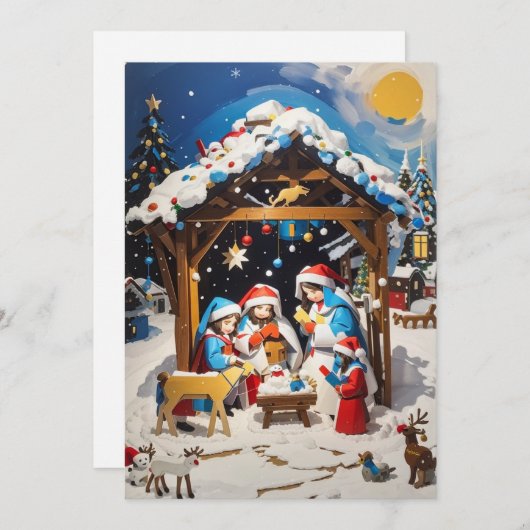 友情の暖かさ:クリスマスグリーティングカード シーズンカード (正面/裏面)