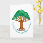 友情の木が避難所とルーツを提供 カード (黄色い花)