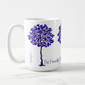 友情の木 – 青と白のマグカップ コーヒーマグカップ (左)