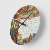 友情の花蝶ミックスメディアコラージュ ラウンド壁時計 (傾斜)