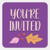 友情の饗宴 | パープル&金ゴールド封筒用シール スクエアシール (正面)
