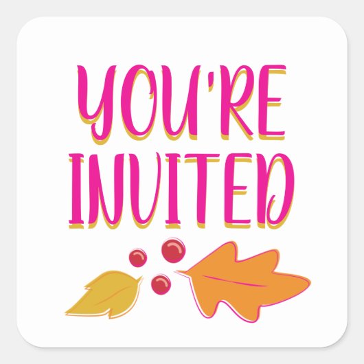 友情の饗宴 | ピンクと金ゴールド封筒用シール スクエアシール (正面)