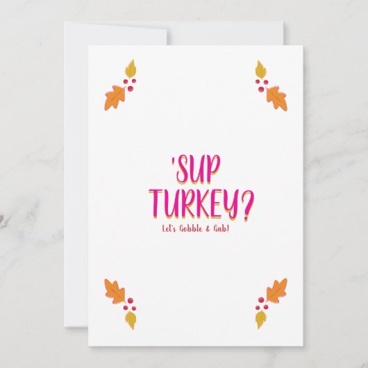 友情の饗宴 | ピンクと金ゴールド 招待状 (正面)