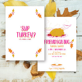 友情の饗宴 | ピンクと金ゴールド 招待状