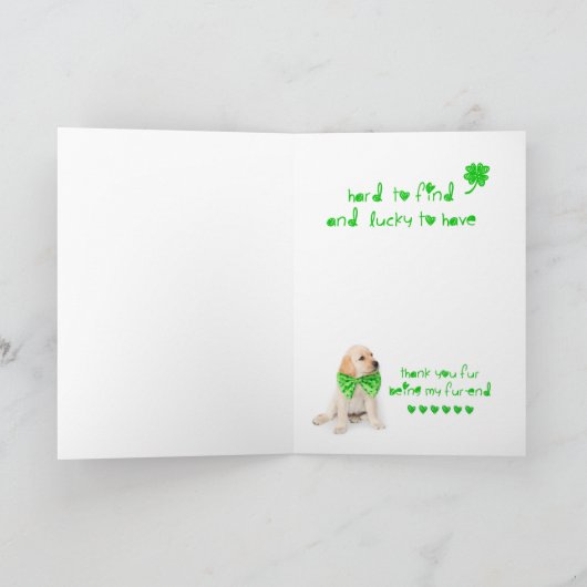 友情のSt patricks dayの子犬 カード (内部)