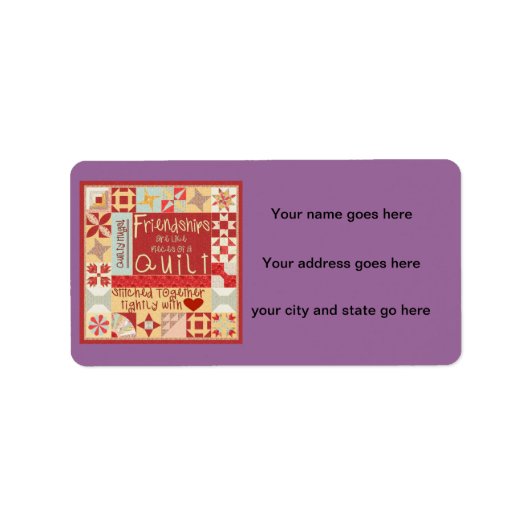 友情はキルトのカスタマイズ可能なラベルのようなものだ ラベル (正面)