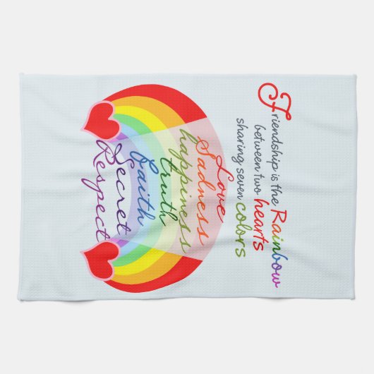 友情はデザインを言う虹BFFです キッチンタオル (横)