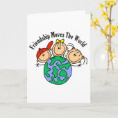 友情は世界のTシャツおよびギフトを動かします カード (黄色い花)